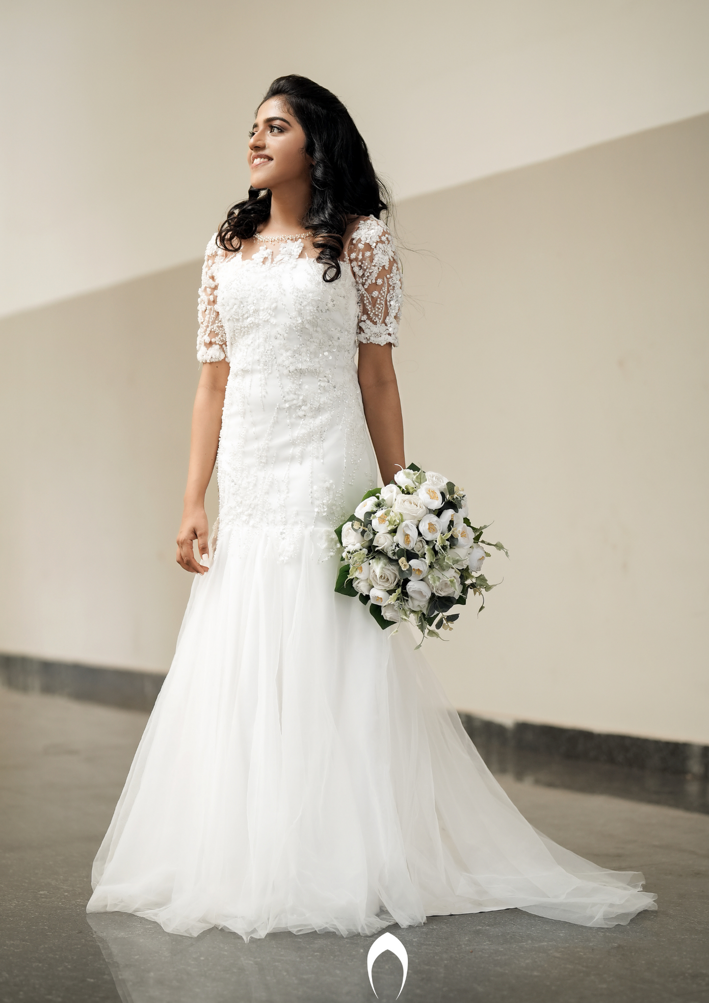Signature Christian bridal mermaid gown carried by bride Mekha