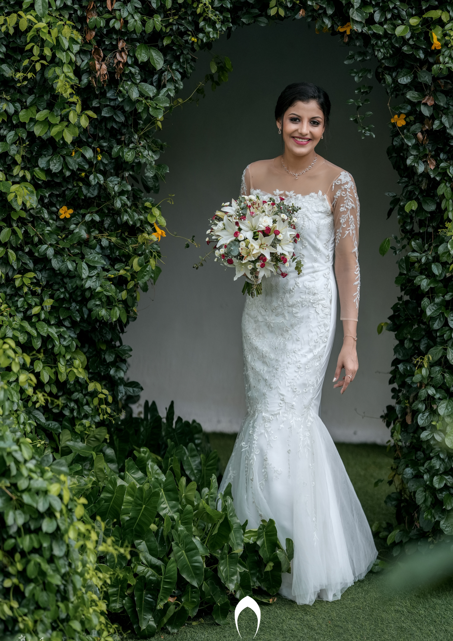 Signature Christian bridal mermaid gown carried by bride Rose