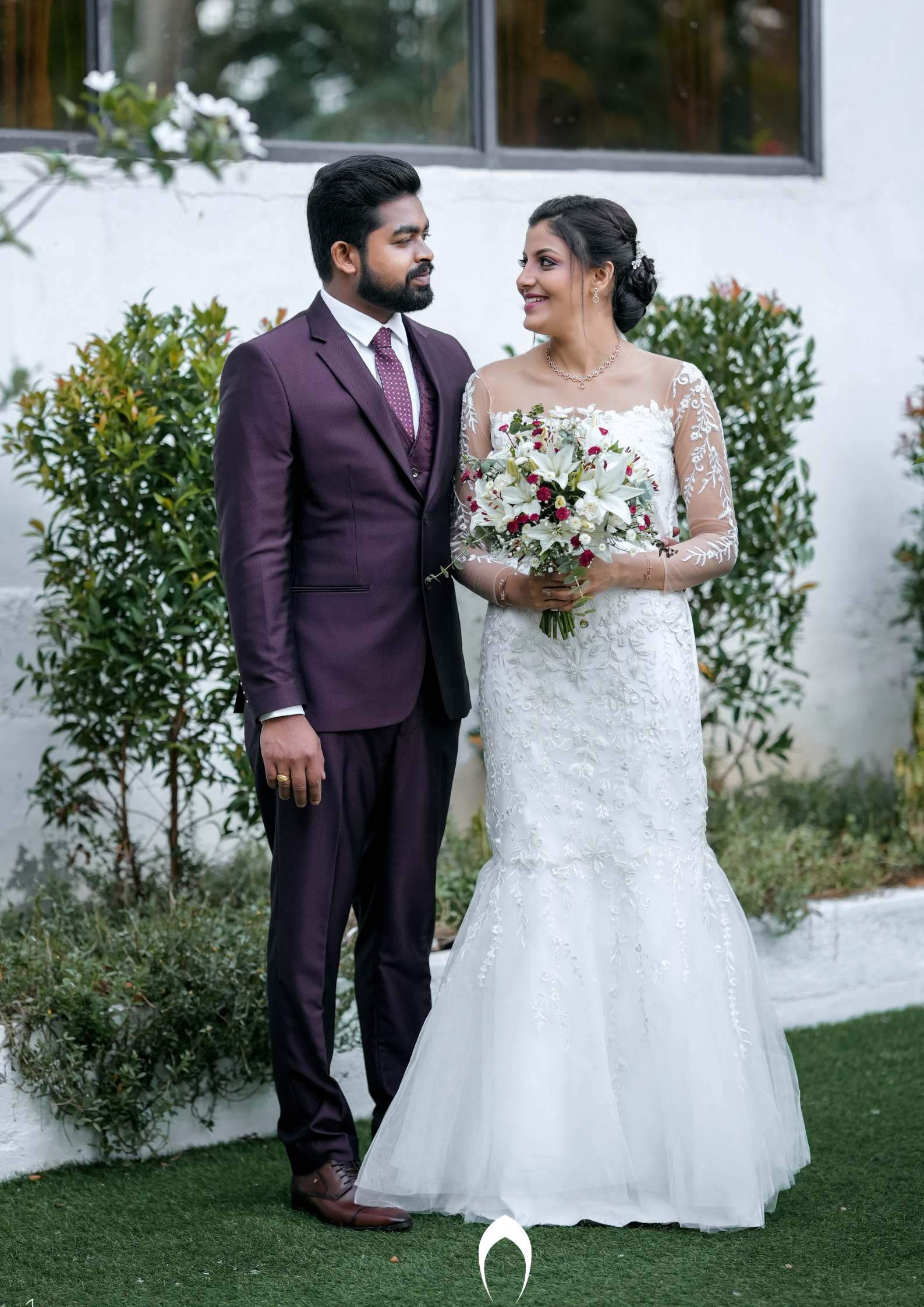 Signature Christian bridal mermaid gown carried by bride Rose