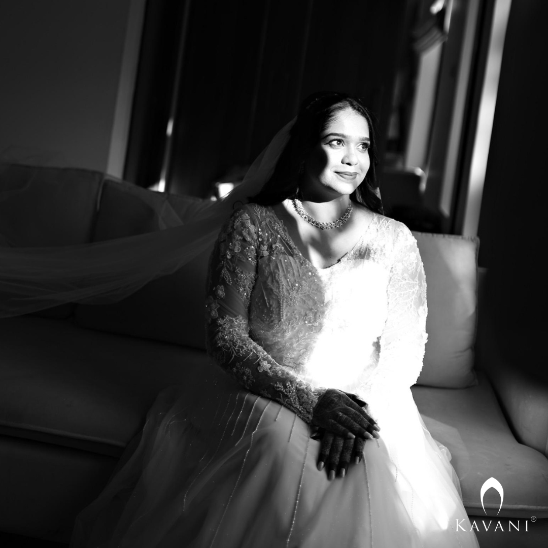 Our beautiful bride in her stunning outlook of her aline bridal gown with embellished lace work and hand embroidery