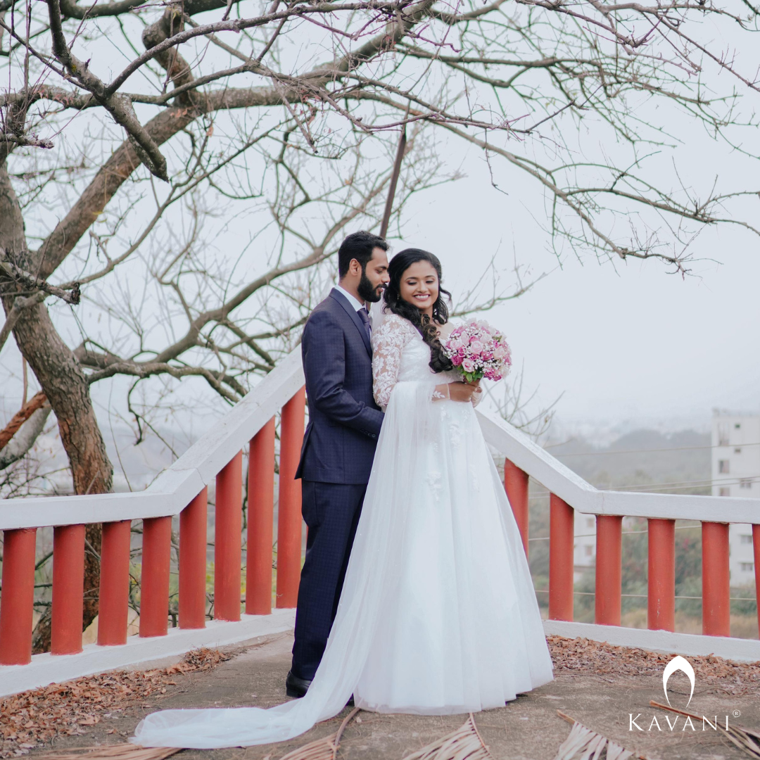 Our beautiful bride in her stunning bridal aline gown with lace embroidery