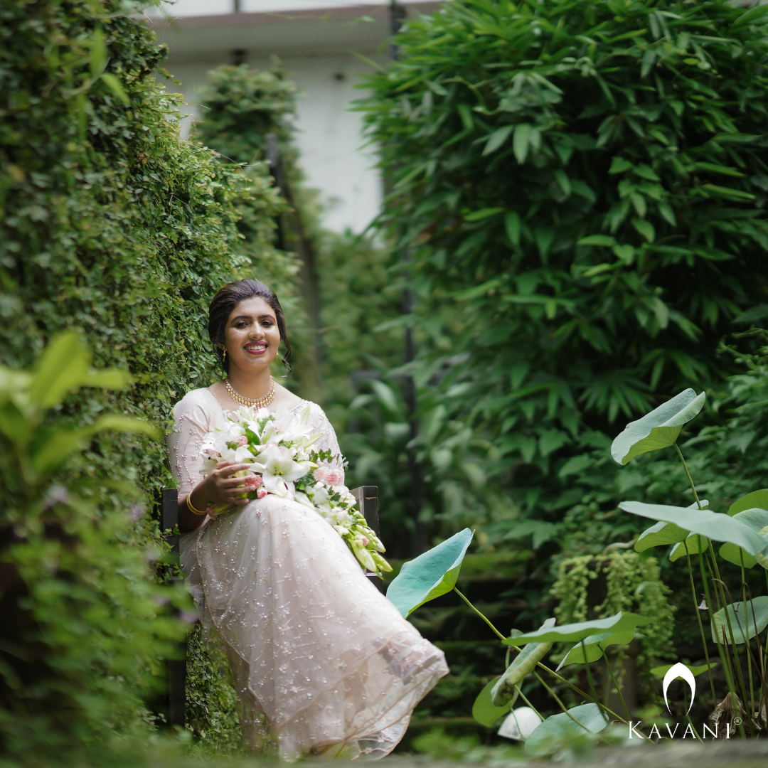 Our pretty bride in stunning outlooking pastel saree with beautiful hand embroidery done all over