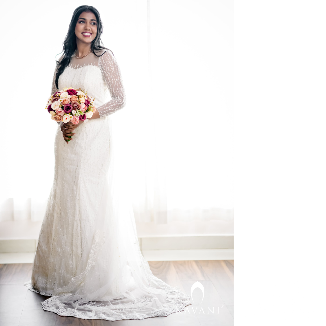 Our bride in her beautiful and stunning outlook of mermaid gown with fully done lace embroidery and hand embroidery