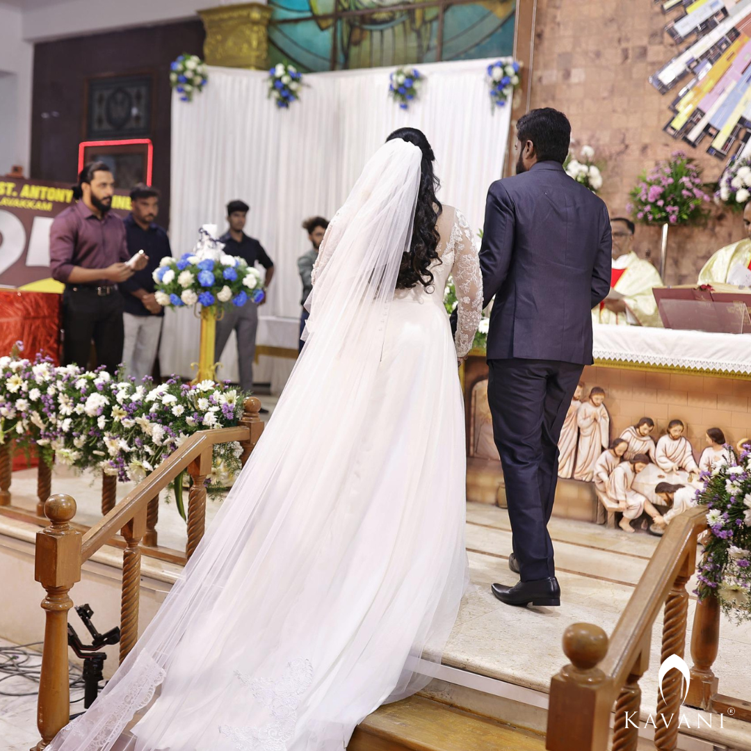 Our beautiful bride in her stunning outlook of her aline bridal gown with embellished lace work and hand embroidery