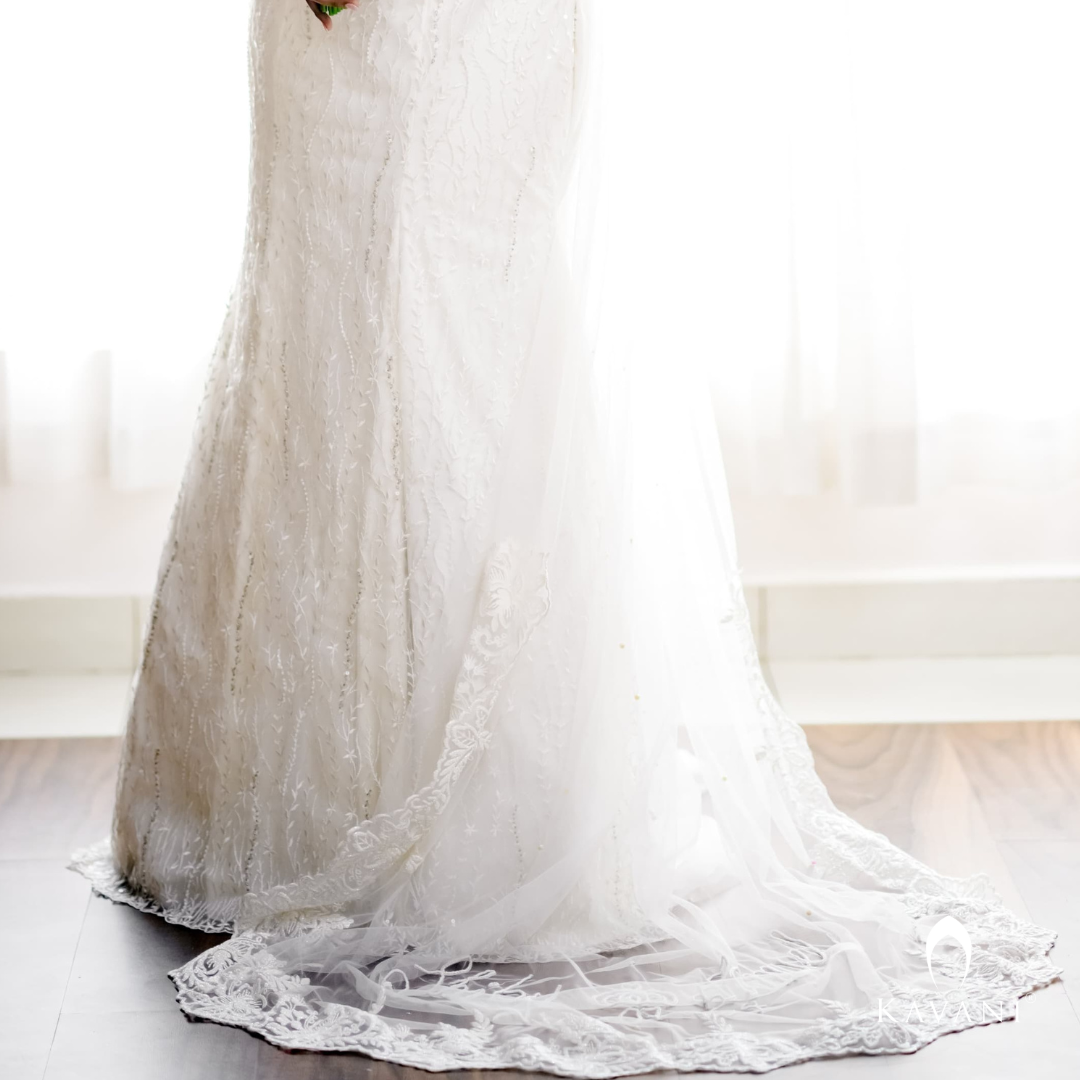 Our bride in her beautiful and stunning outlook of mermaid gown with fully done lace embroidery and hand embroidery