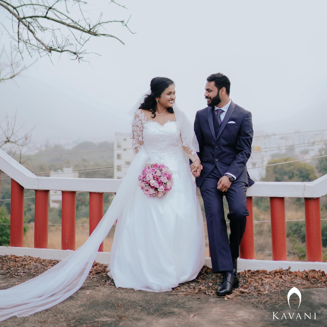 Our beautiful bride in her stunning bridal aline gown with lace embroidery