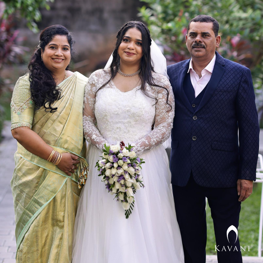 Our beautiful bride in her stunning outlook of her aline bridal gown with embellished lace work and hand embroidery