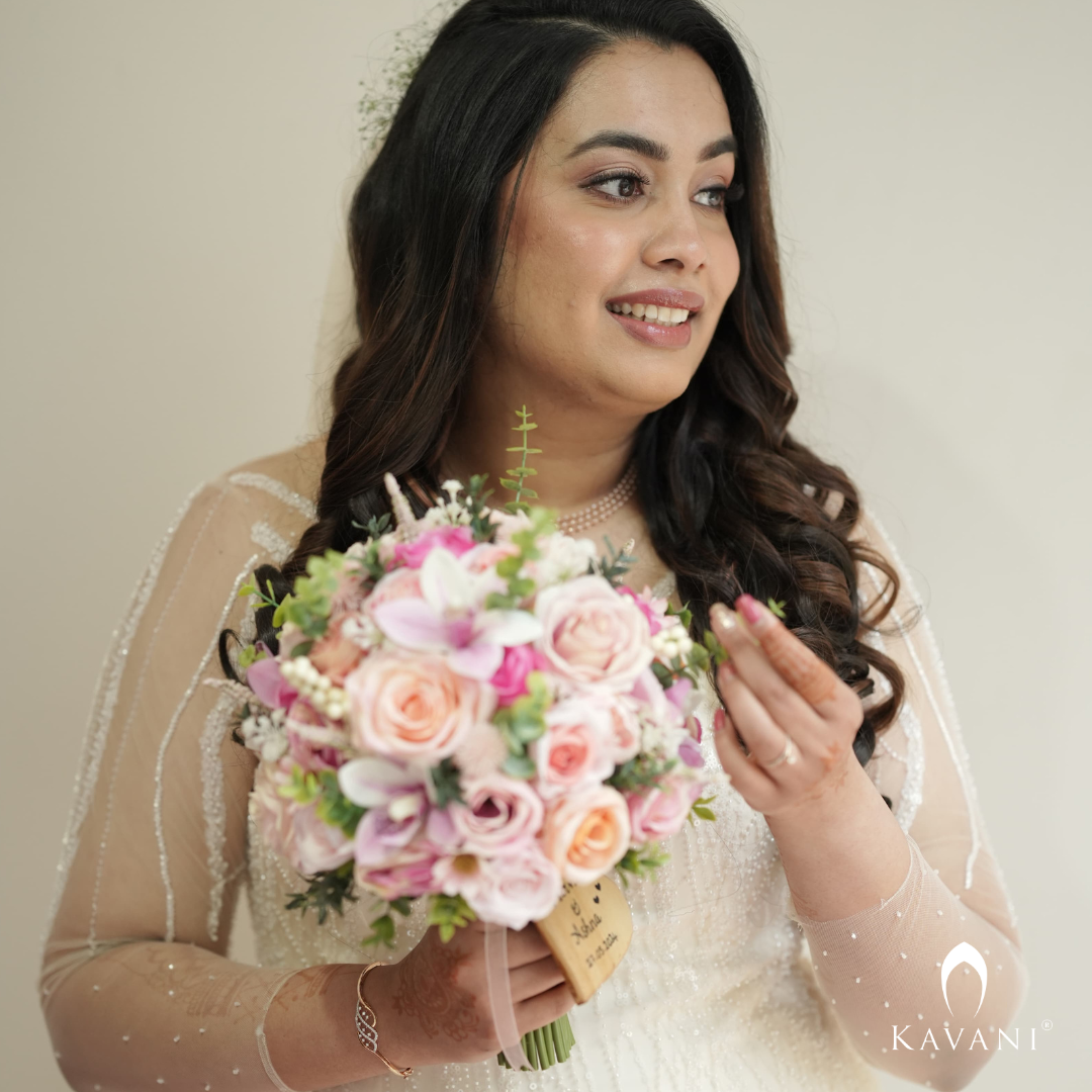 Our beautiful bride in her stunning mermaid gown with fully embellished lace embroidery