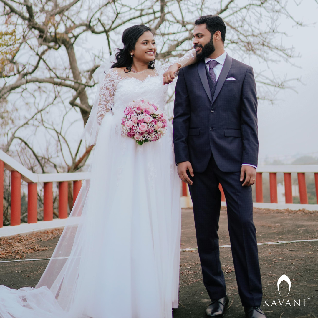 Our beautiful bride in her stunning bridal aline gown with lace embroidery