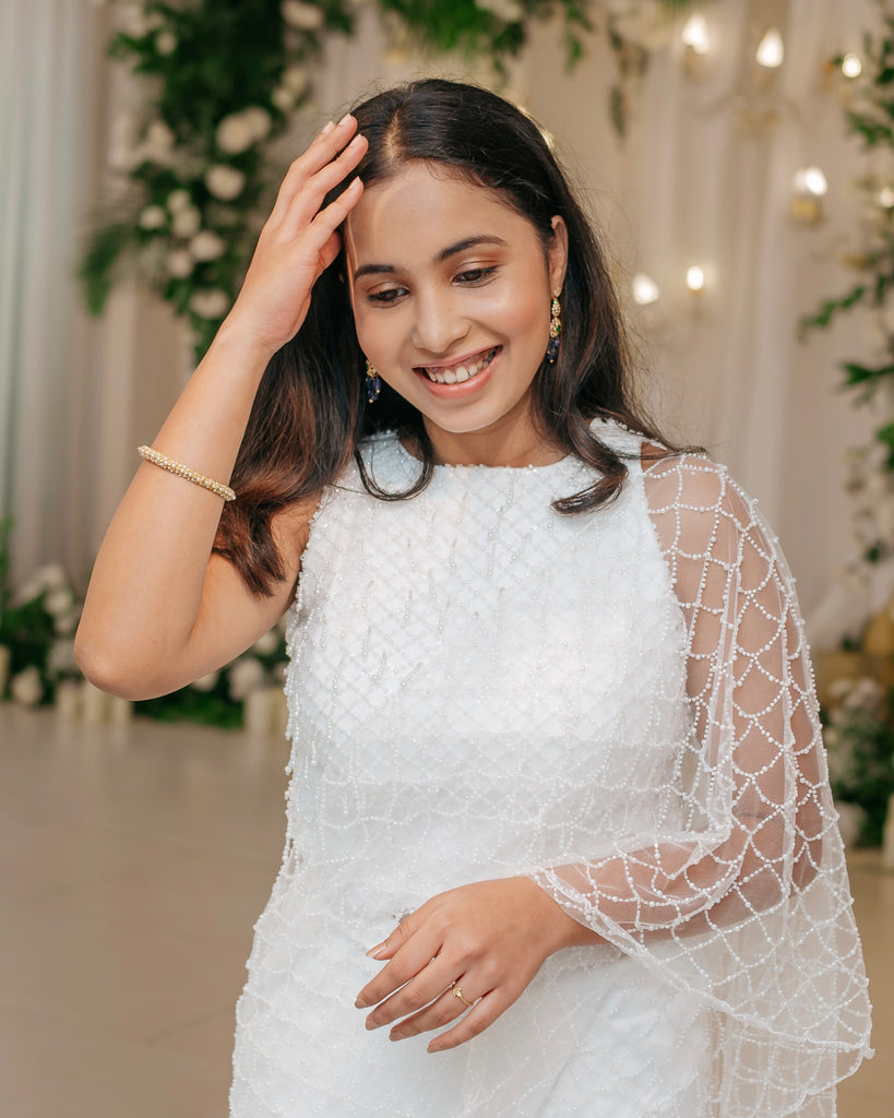 Ivory Pearl Drape Set with Fish-Scale Beadwork – Chandelier Collection