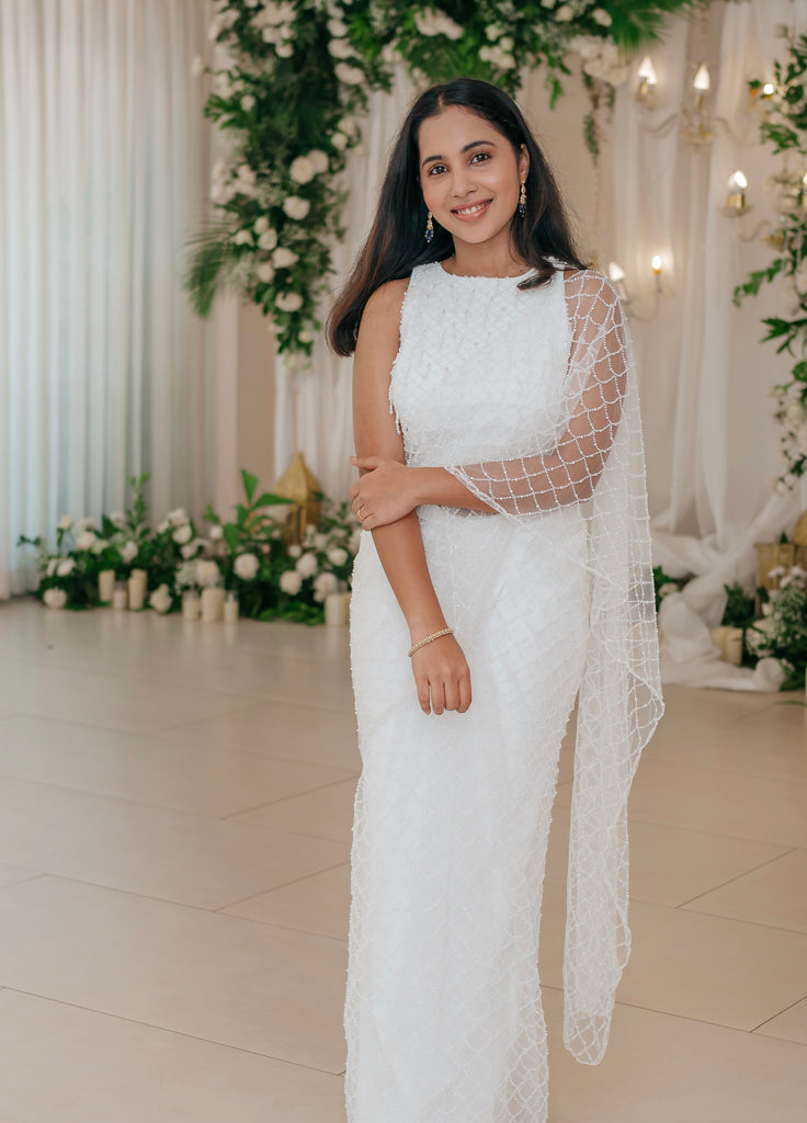 Ivory Pearl Drape Set with Fish-Scale Beadwork – Chandelier Collection