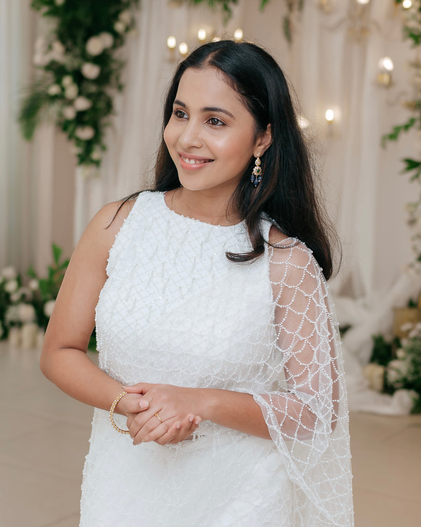 Ivory Pearl Drape Set with Fish-Scale Beadwork – Chandelier Collection