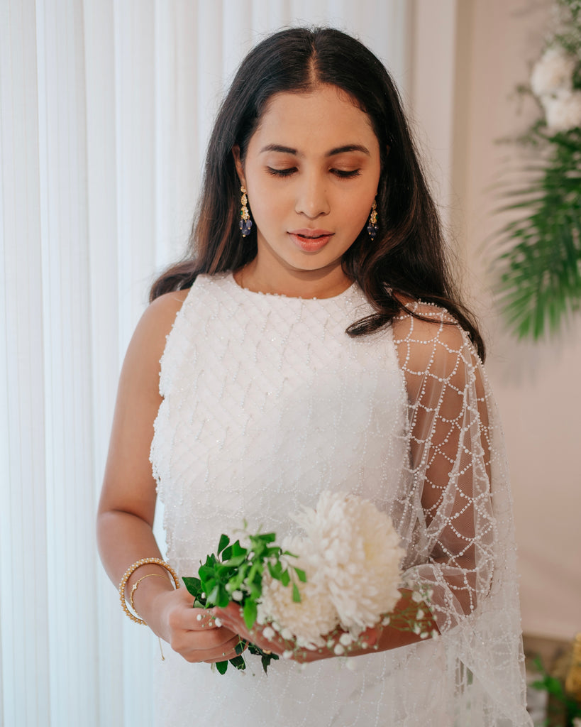 Ivory Pearl Drape Set with Fish-Scale Beadwork – Chandelier Collection