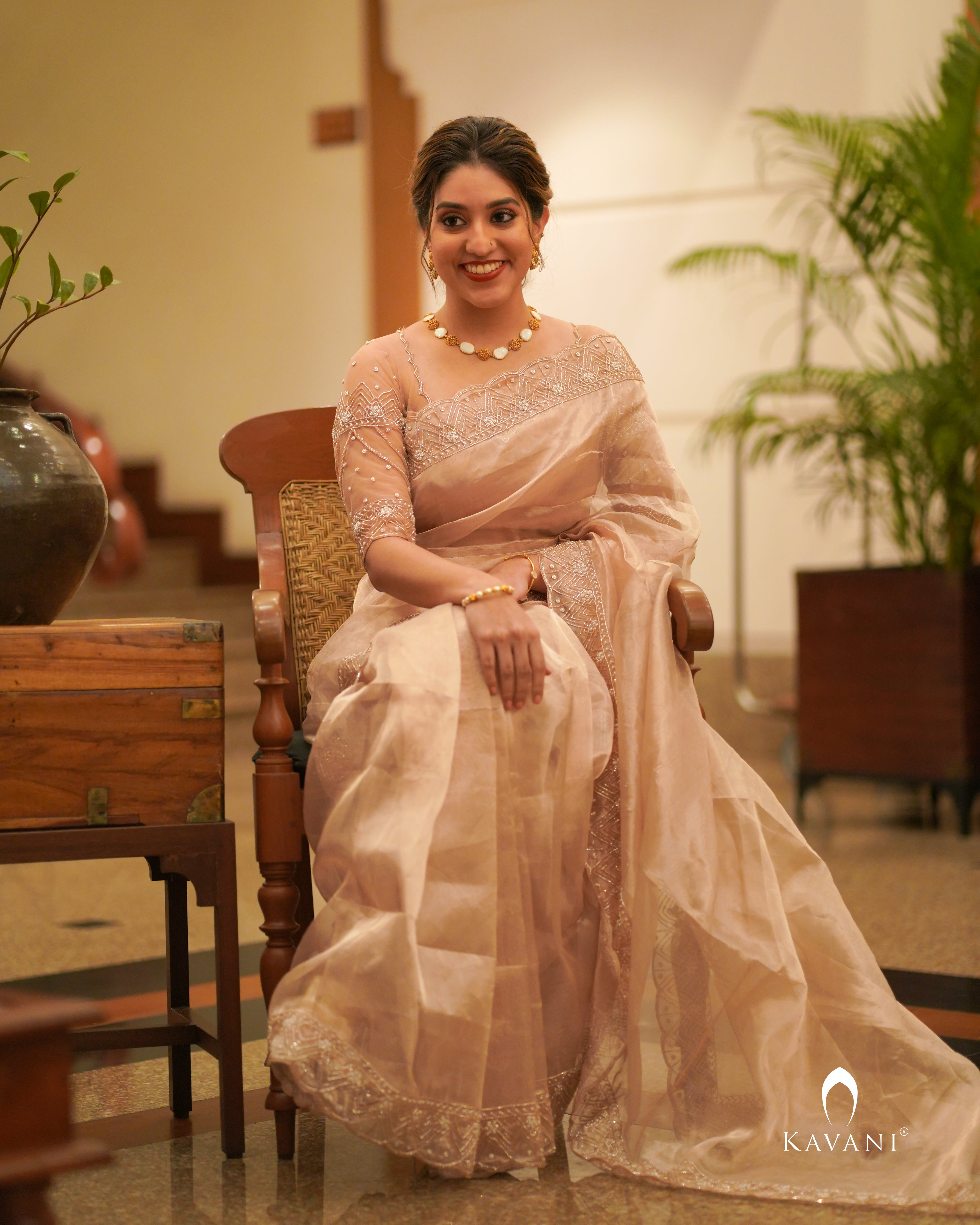 Rose gold wedding clearance saree