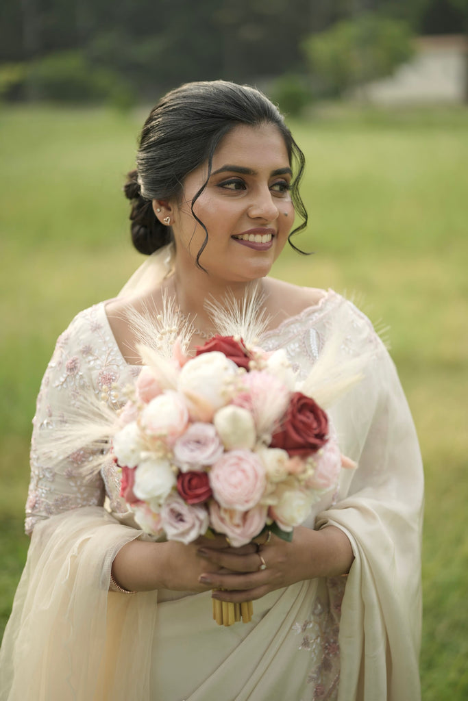 Soft White Net Saree with Pink & Purple Embellished Borders