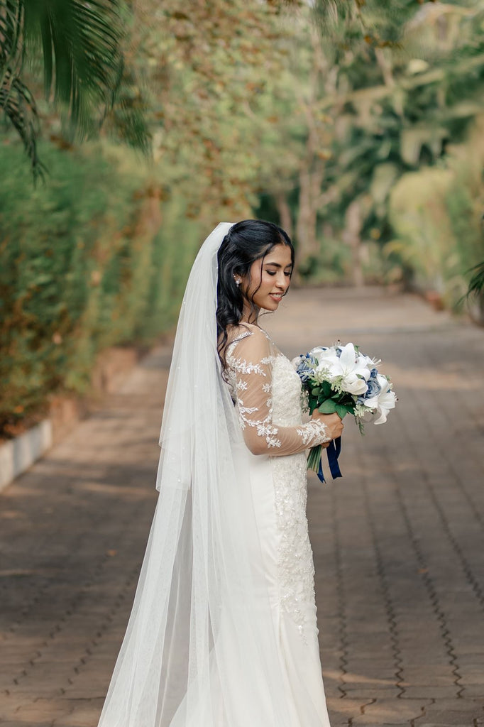 Mermaid Cut Lace Wedding Gown with Appliqué Embellishments