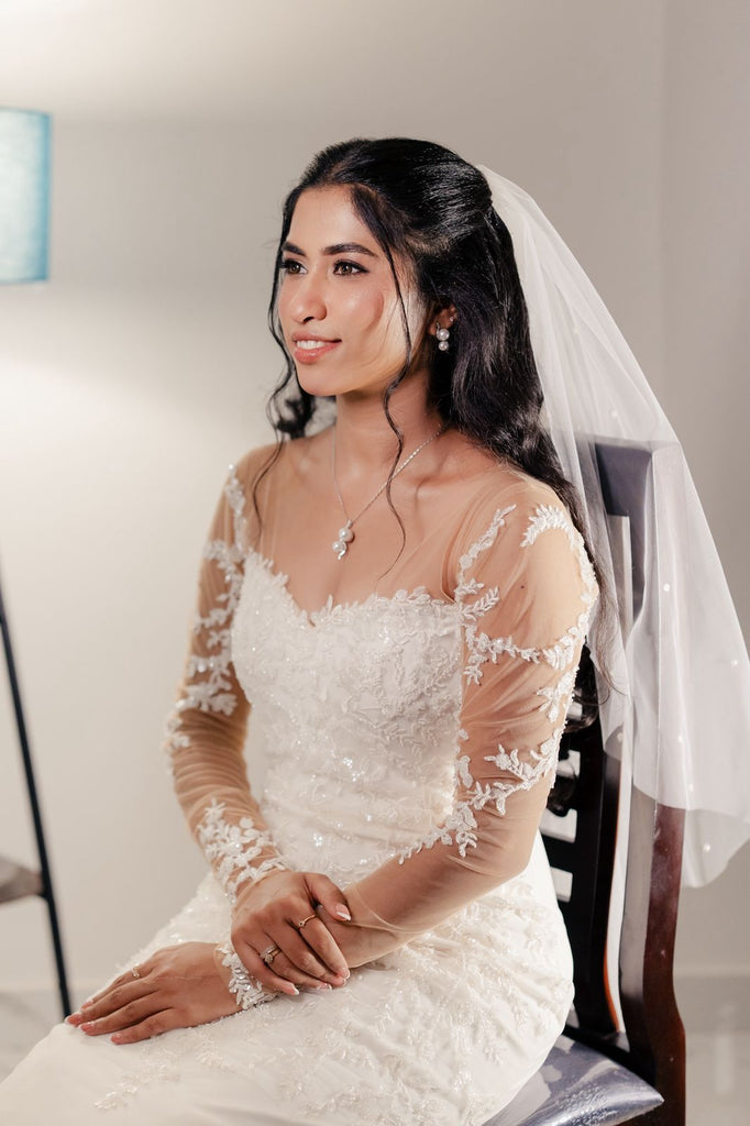 Mermaid Cut Lace Wedding Gown with Appliqué Embellishments