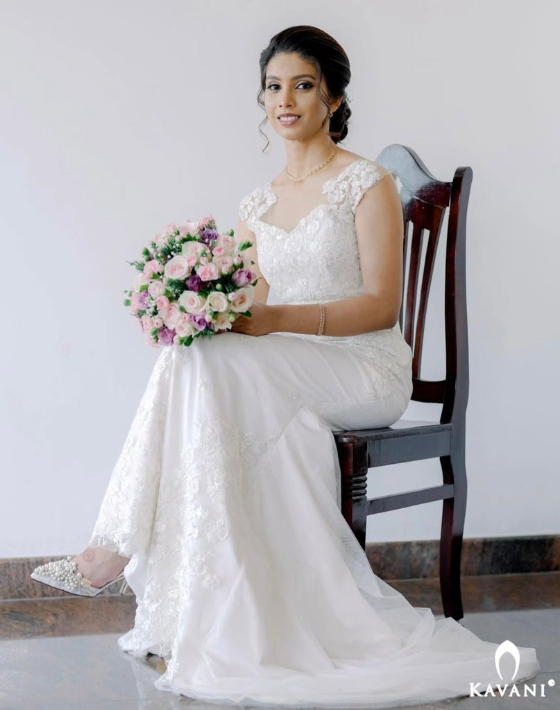 White Short Sleeve Dress with Subtle Beaded Detailing