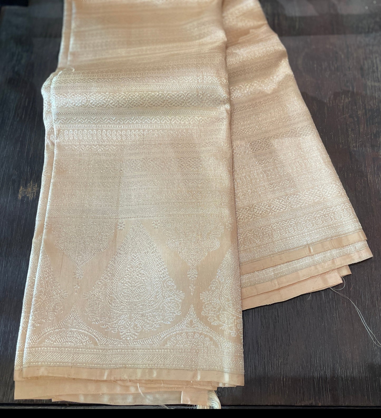 Signature bridal kanjivaram saree in subtle cream tone