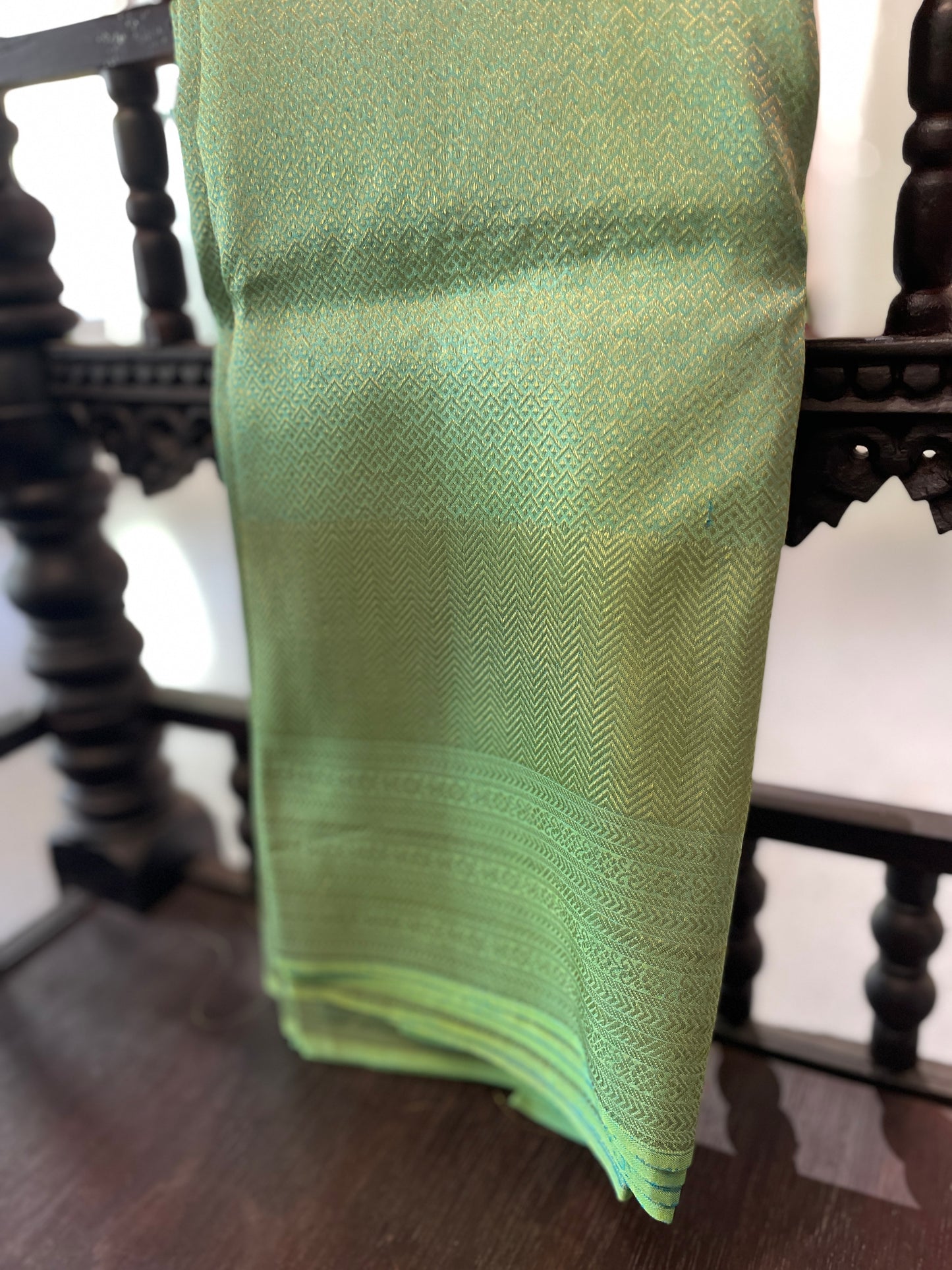 Signature bridal kanjivaram saree in Pastel Mint Green With Jeri fully Woven