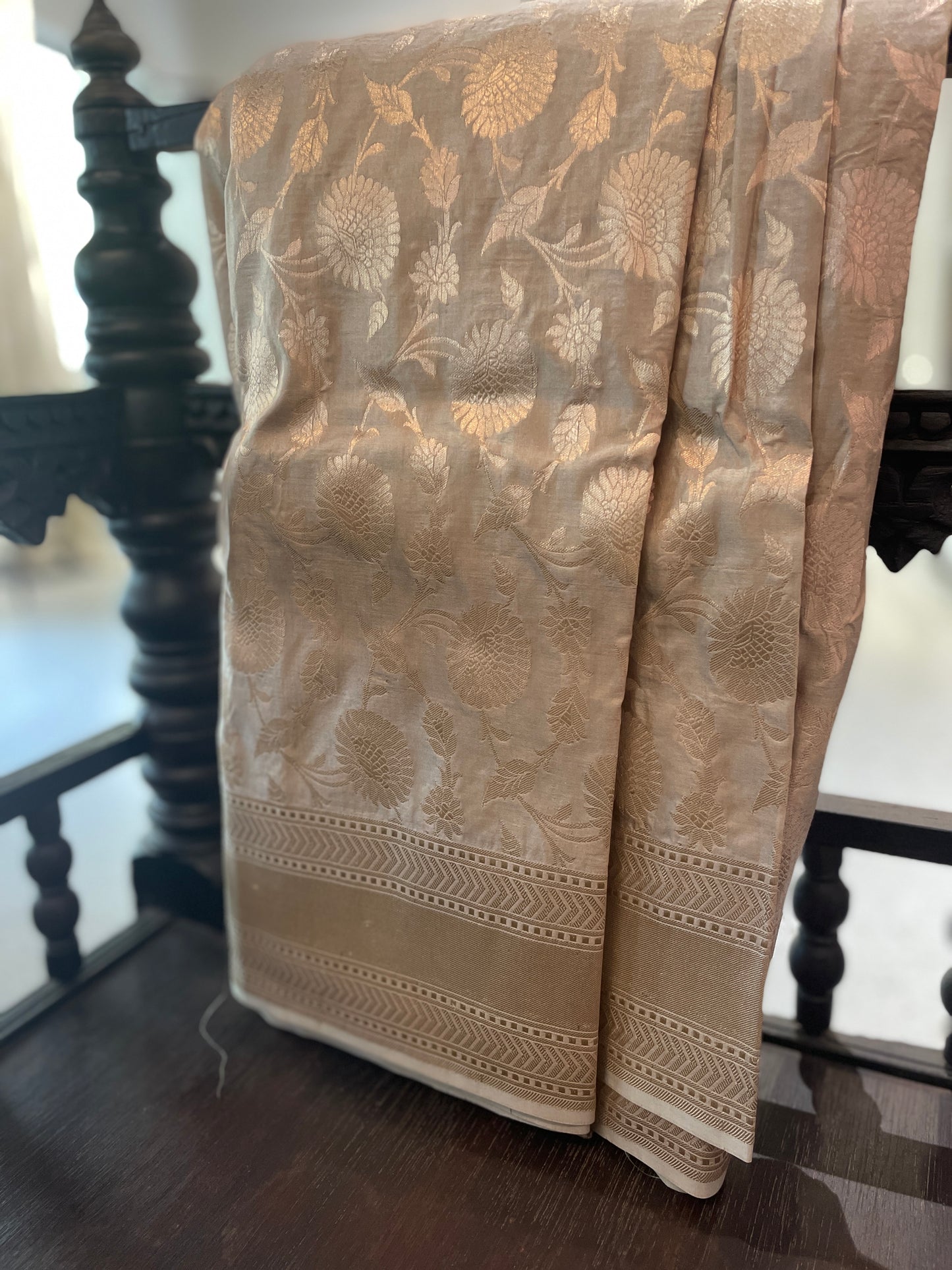 Signature bridal banarasi saree in nude tone Intricately Jeri Woven