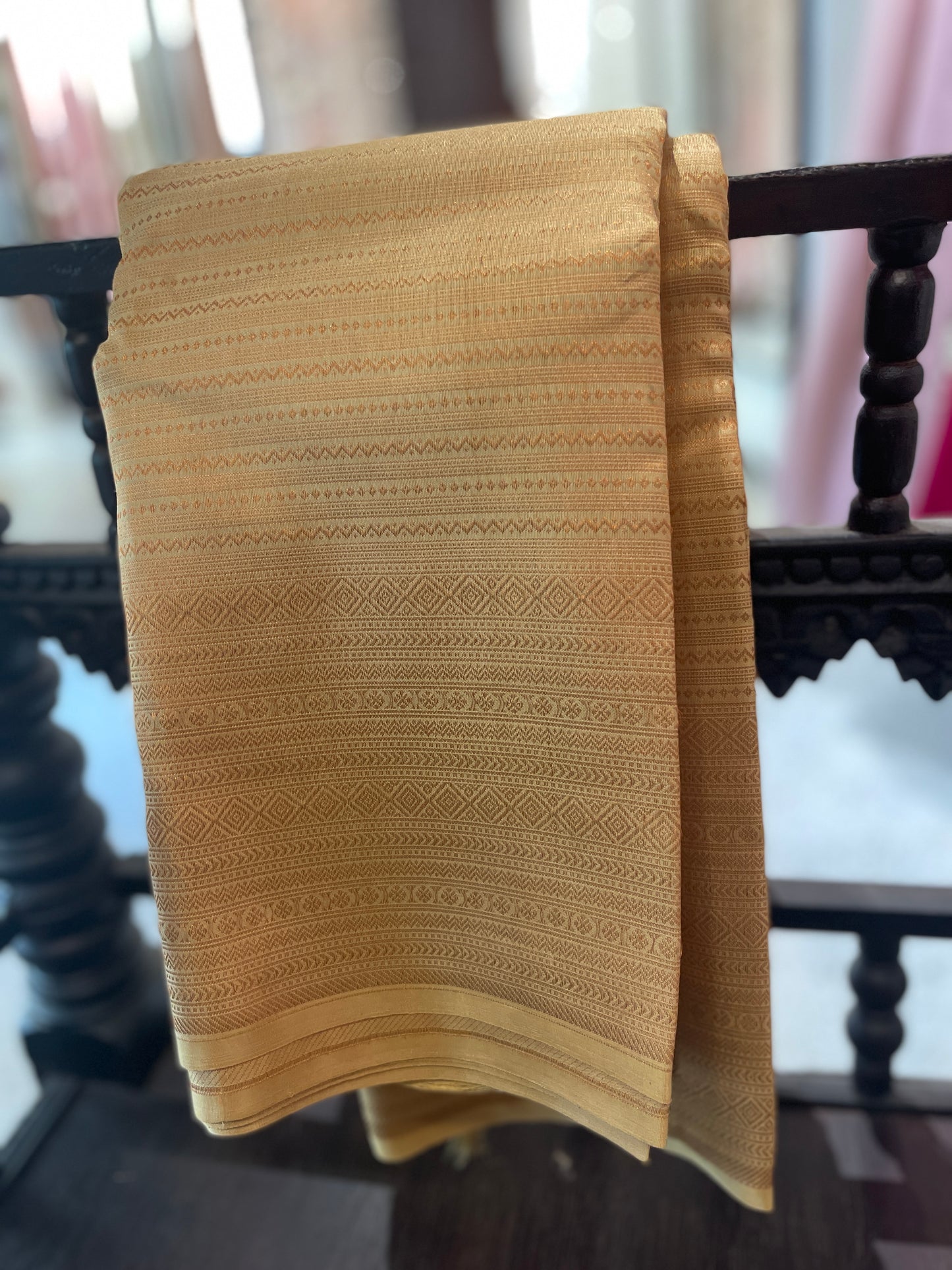Signature bridal kanjivaram saree in golden shade