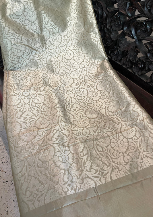 Signature bridal banarasi saree in grey tone Intricately floral Jeri Woven
