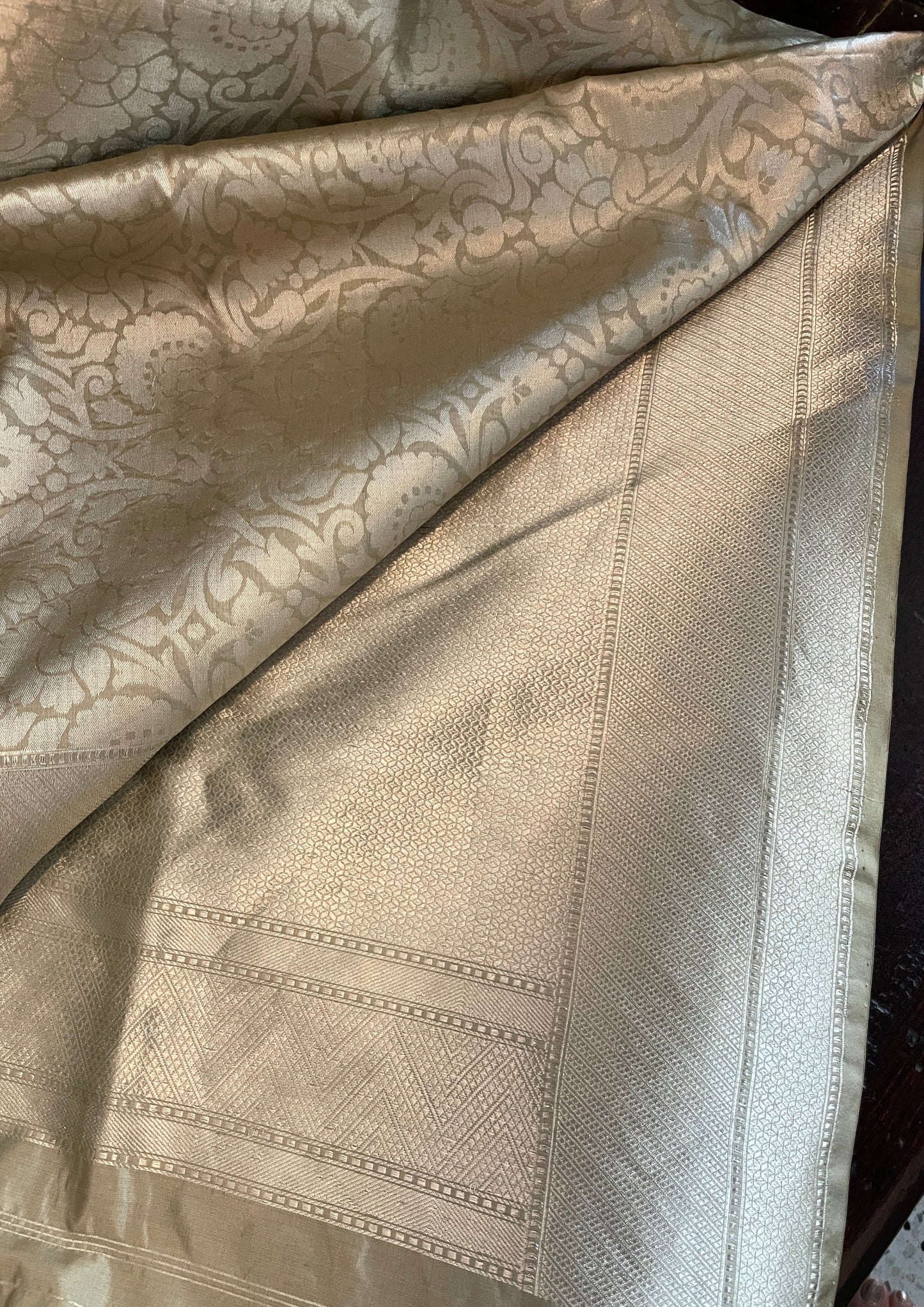 Signature bridal banarasi saree in grey tone Intricately floral Jeri Woven