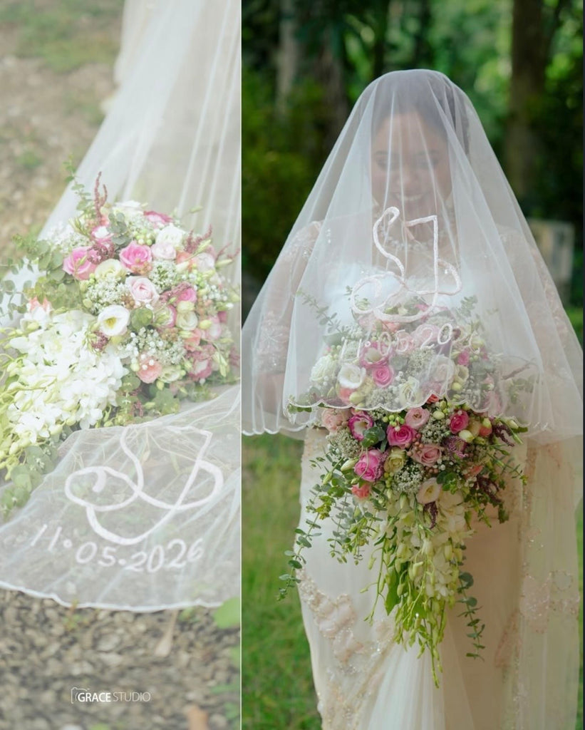 Floral Wedding Saree with Gold Accents | Delicate Embellished Bridal Saree