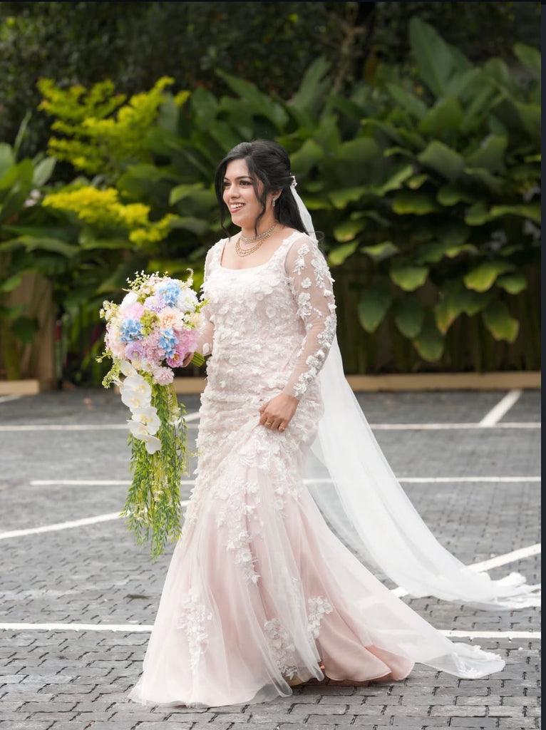 3D Floral Wedding Gown | Delicate Floral Appliqué Bridal Dress