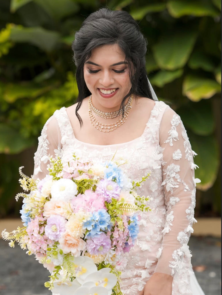 3D Floral Wedding Gown | Delicate Floral Appliqué Bridal Dress