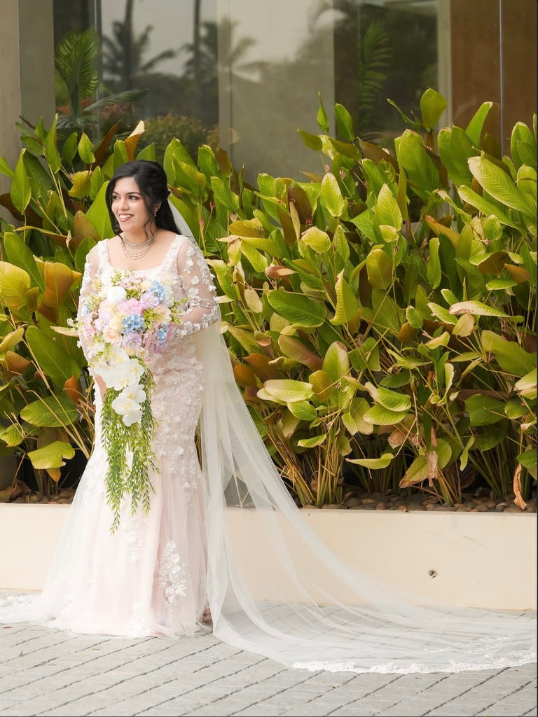 3D Floral Wedding Gown | Delicate Floral Appliqué Bridal Dress