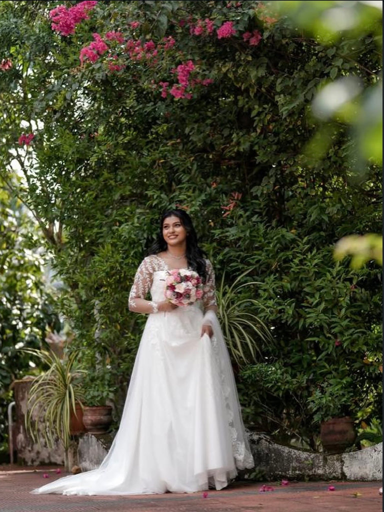 Long Sleeve Lace Wedding Gown | All-Over Lace Bridal Dress