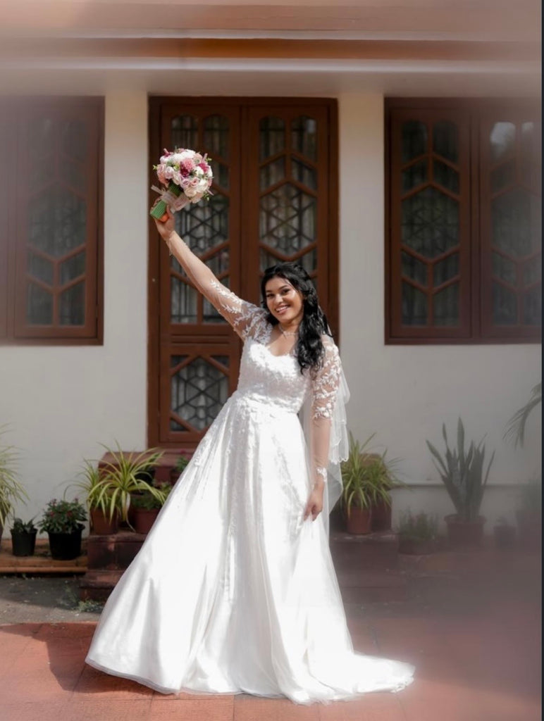 Long Sleeve Lace Wedding Gown | All-Over Lace Bridal Dress