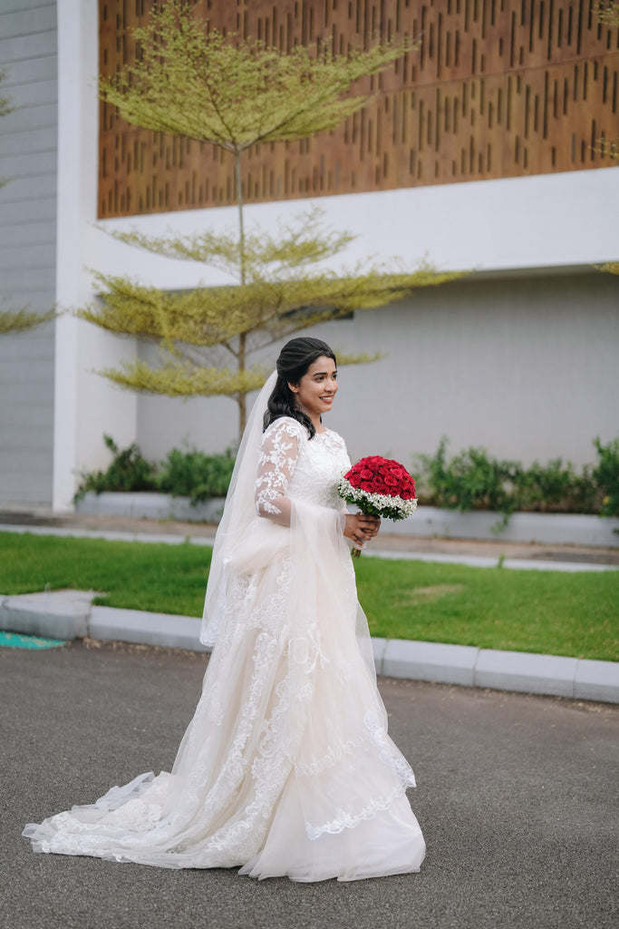 Threadwork Lace Gown with empirical cut Aline