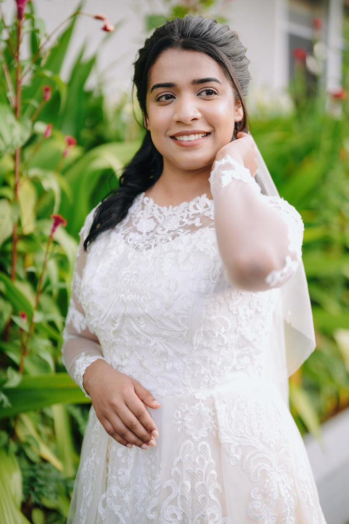 Threadwork Lace Gown with empirical cut Aline