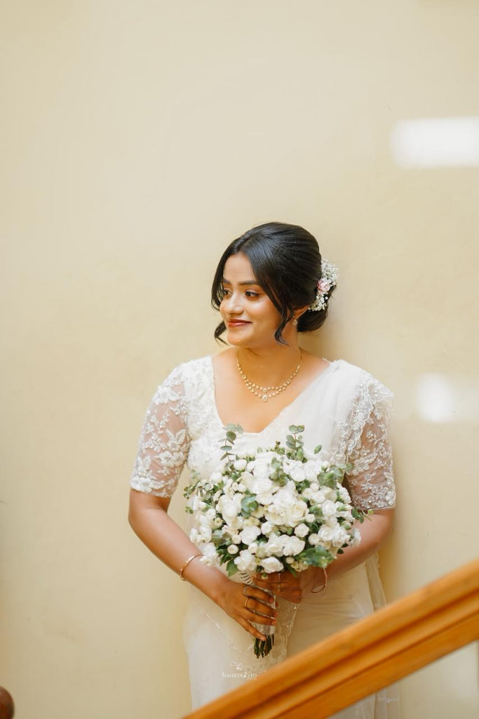 Elegant Saree with Beaded Border and Sleeve Embellishments