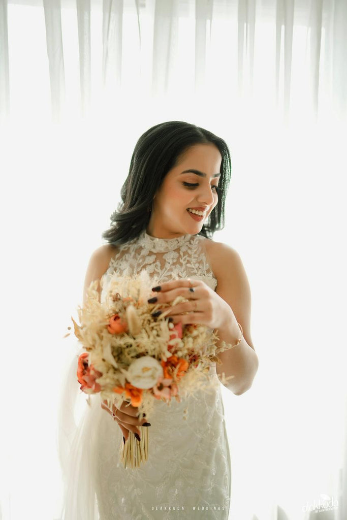 Fully Beaded Floral Mermaid Gown with Halter Neck