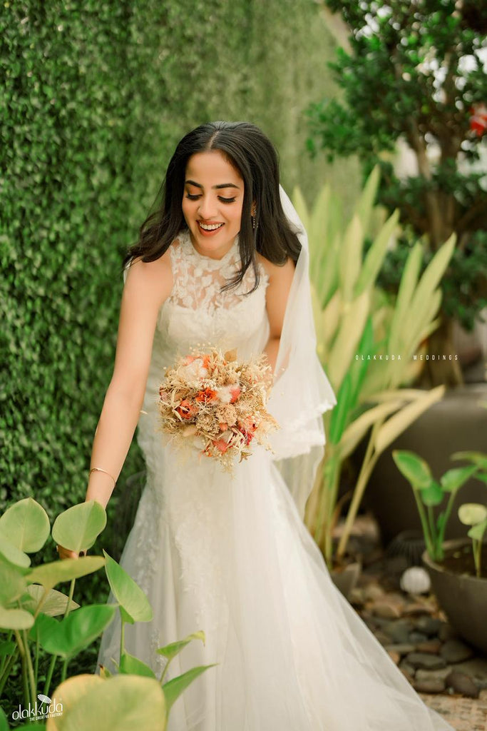 Fully Beaded Floral Mermaid Gown with Halter Neck