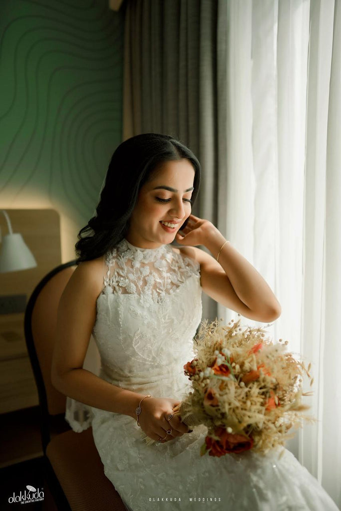 Fully Beaded Floral Mermaid Gown with Halter Neck