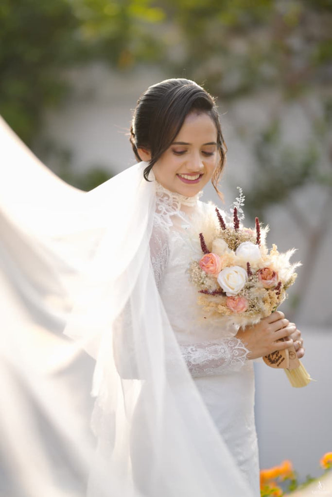 Royal Wedding Gown with Lace Sleeve & Neckline Detailing