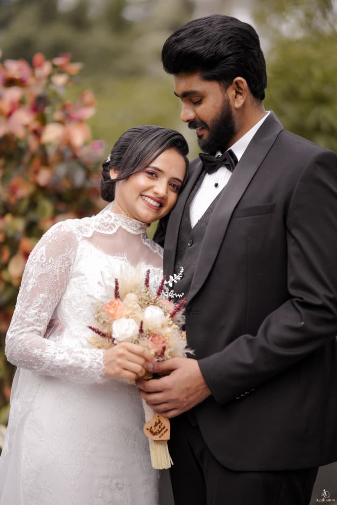 Royal Wedding Gown with Lace Sleeve & Neckline Detailing