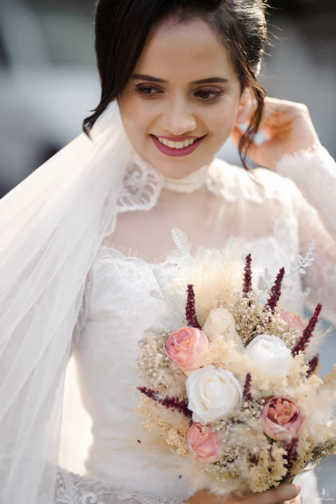 Royal Wedding Gown with Lace Sleeve & Neckline Detailing