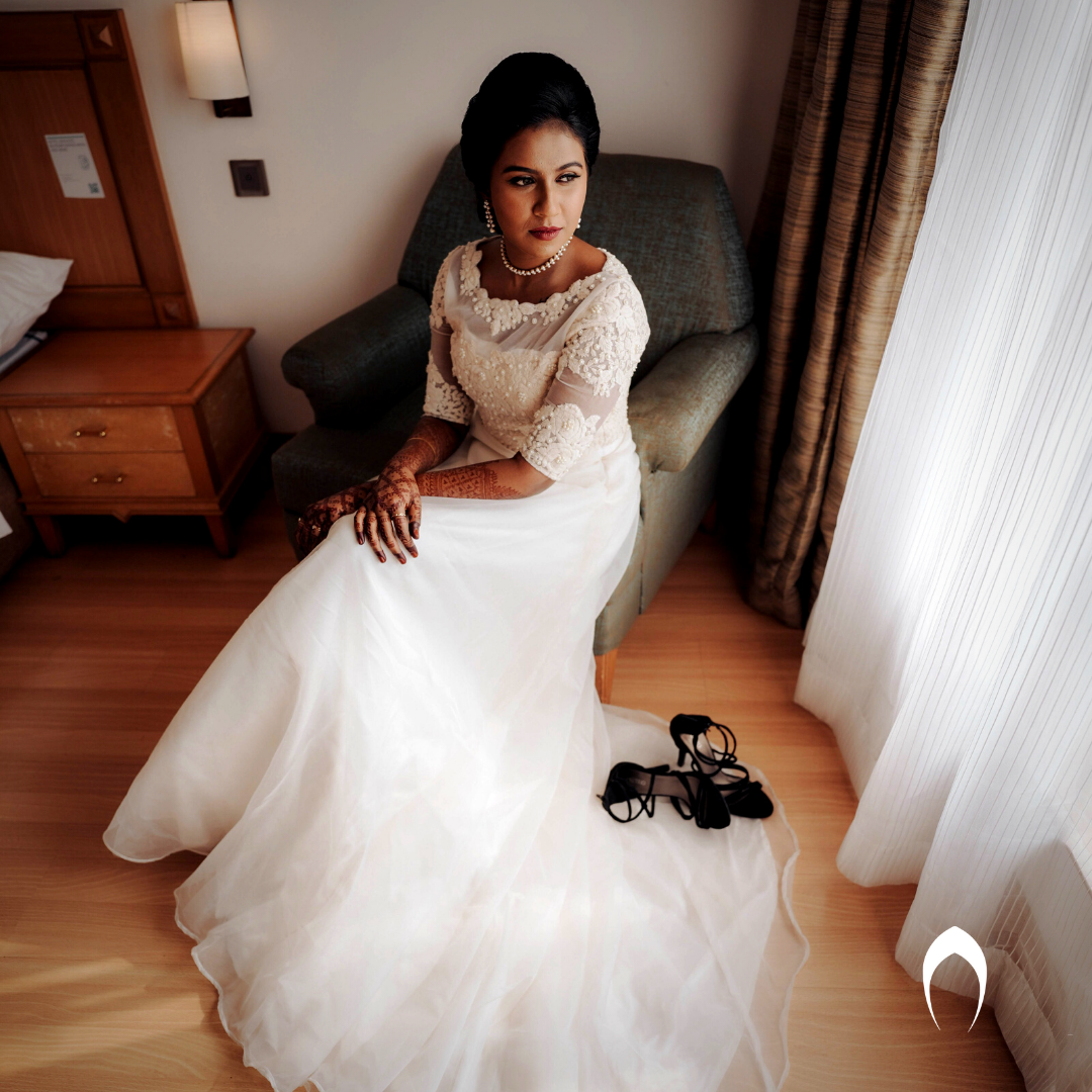 Signature Christian bridal Aline Full Flair gown carried By Bride Nismath