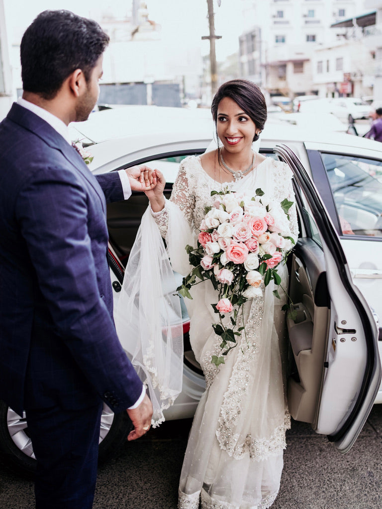 Vithya Hair and Makeup | Wedding hairstyles with veil, Christian bridal  saree, Vithya hair and makeup