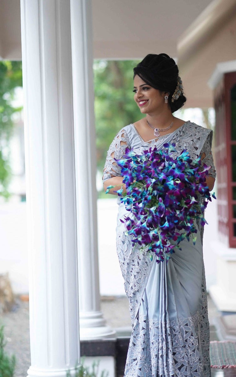 To get your outfit customized visit us at Srinithi In Style Boutique  Madinaguda Hyderabad WhatsApp/Call : +91905901… | Bridal saree, Bridal silk  saree, Saree dress