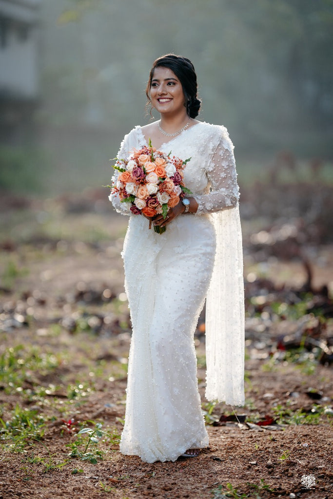 Signature Christian Bridal Saree Handcrafted  for Bride Aneeta