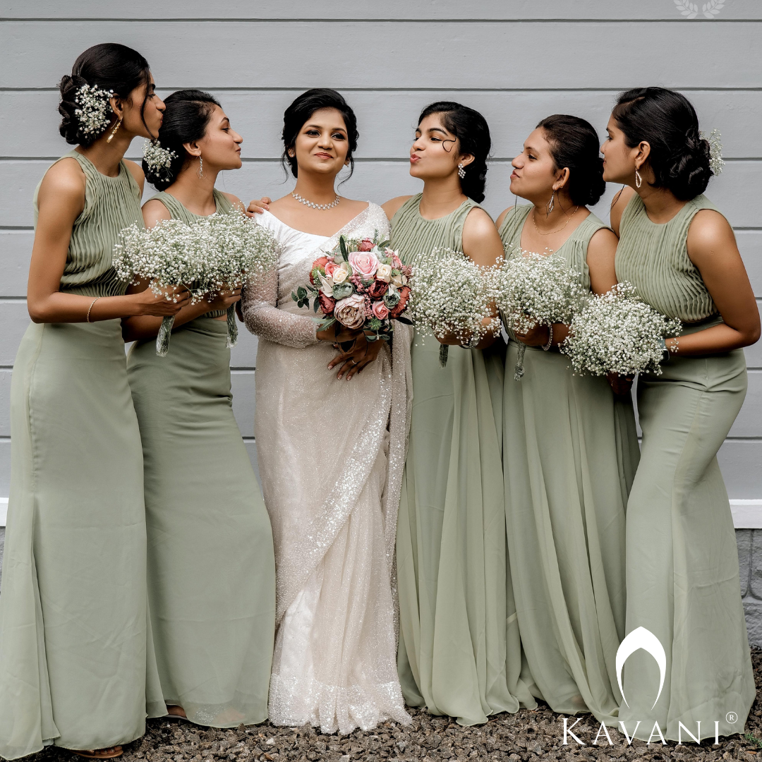 Green bridesmaid saree outlet