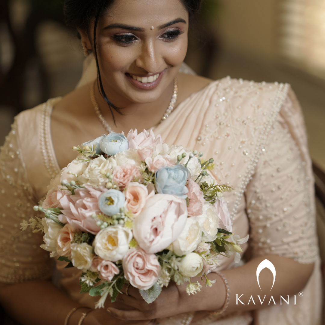 Signature Christian Bridal Saree Handcrafted for Bride Sharon – Kavani  Bridal Wear