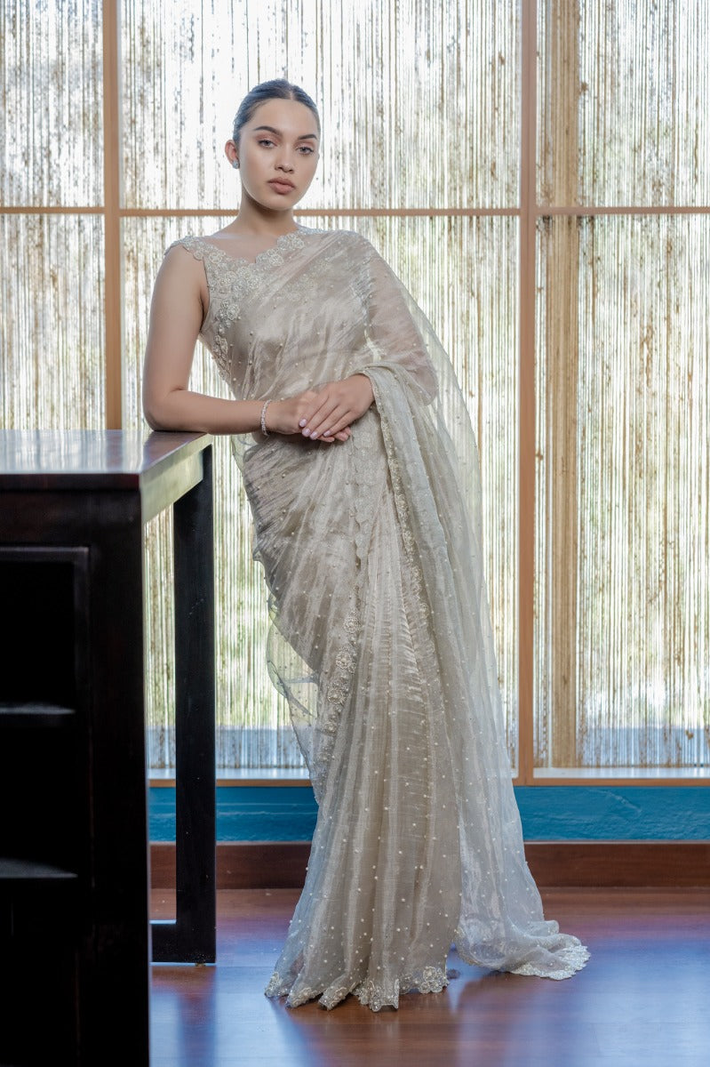 Silver Silk Wedding Designer Saree - Sarees Designer Collection